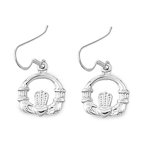 Sterling Silver Claddagh Shaped Plain EarringsAnd Earring Height 17 mm