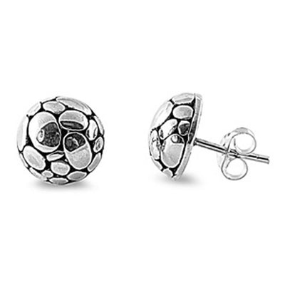 Sterling Silver Small Round Stud Earrings with Friction Back PostAnd Height 10MM