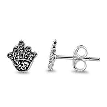 Load image into Gallery viewer, Sterling Silver Small Hand of Gold Stud Earrings with Friction Back PostAnd Height 7MM