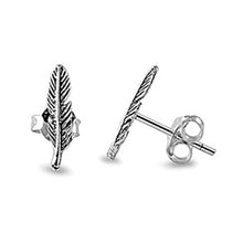 Load image into Gallery viewer, Sterling Silver Small Feather Stud Earrings with Friction Back PostAnd Height 12MM