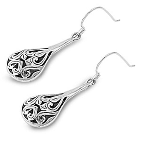 Sterling Silver Celtic Tear Drop Shaped Plain EarringsAnd Earring Height 40 mm