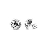 Sterling Silver Bali Round Shaped Plain Stud EarringsAnd Earring Height 12 mm