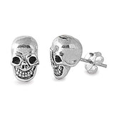 Sterling Silver Small Skull Stud Earrings with Friction Back PostAnd Height 11MM