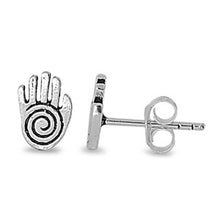 Load image into Gallery viewer, Sterling Silver Small Hand of Gold Stud Earrings with Friction Back PostAnd Height 8MM