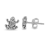 Steerling Silver Small Frog Stud Earrings with Friction Back PostAnd Height 7MM