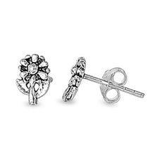 Load image into Gallery viewer, Sterling Silver Small Flower Stud Earrings with Friction Back PostAnd Height 7MM