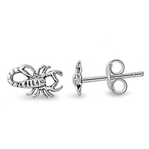 Sterling Silver Small Scorpion Stud Earrings with Friction Back PostAnd Height 9MM