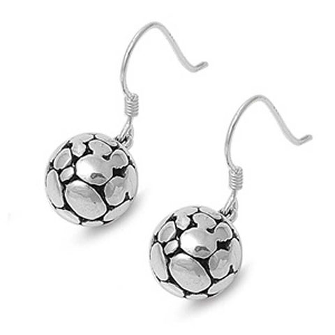 Sterling Silver Bali Round Ball Shaped Plain EarringsAnd Earring Height 10 mm