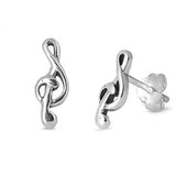 Sterling Silver Small Music Note Stud Earrings with Friction Back Post Height 11MM