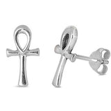 Sterling Silver Ankh Shaped Small Stud EarringsAnd Earrings Height 13mm