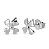 Sterling Silver Fancy Clover Stud Earring with Friction Back PostAnd Earring Height of 8MM