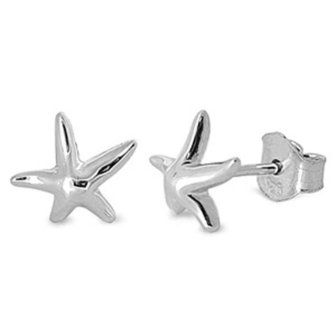 Sterling Silver Starfish Shaped Small Stud EarringsAnd Earrings Height 8mm