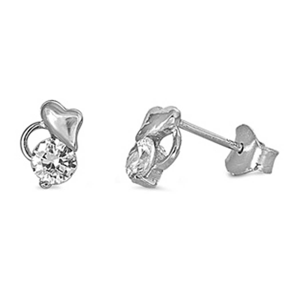 Sterling Silver Small Mouse Stud Earrings with Friction Back PostAnd Height 8MM