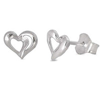 Load image into Gallery viewer, Sterling Silver Trendy Heart Stud Earring with Friction Back PostAnd Earring Height of 6MM