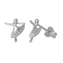 Load image into Gallery viewer, Sterling Silver Ballerina Designed Small Stud EarringsAnd Earrings Height 9mm