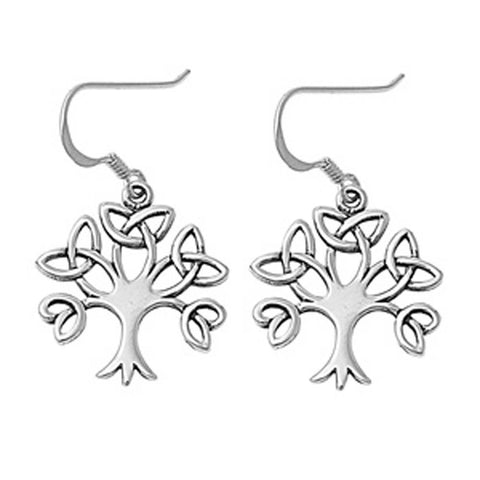 Sterling Silver Trinity Tree Shaped Plain EarringsAnd Earring Height 21 mm