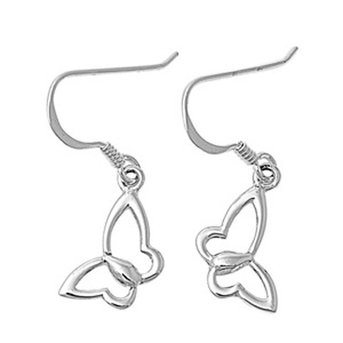 Sterling Silver Butterfly Shaped Plain EarringsAnd Earring Height 16 mm