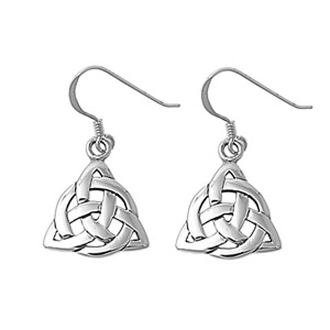 Sterling Silver Triangular Celtic Shaped Plain EarringsAnd Earring Height 21 mm