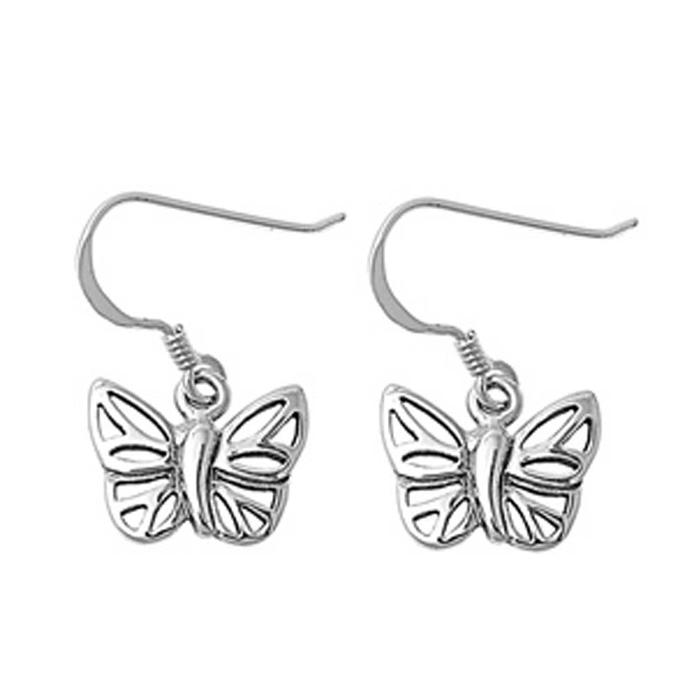Sterling Silver Butterfly Shaped Plain EarringsAnd Earring Height 11 mm