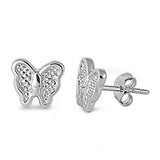 Sterling Silver Small Butterfly Stud Earrings with Fricton Back PostAnd Height 8MM