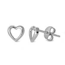 Load image into Gallery viewer, Sterling Silver Trendy Open Cut Heart Stud Earring with Friction Back PostAnd Earring Height of 6MM