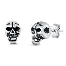 Load image into Gallery viewer, Sterling Silver Small Evil Skull Stud Earrings with Friction Back PostAnd Height 8M