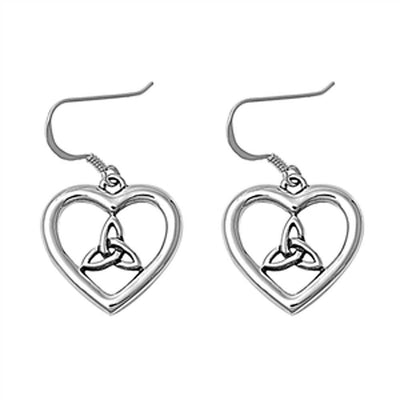 Sterling Silver Celtic Heart Shaped Plain EarringsAnd Earring Height 20 mm
