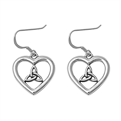 Sterling Silver Celtic Heart Shaped Plain EarringsAnd Earring Height 20 mm