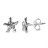 Sterling Silver Small Starfish Stud Earrings with Friction Back PostAnd Height 10MM