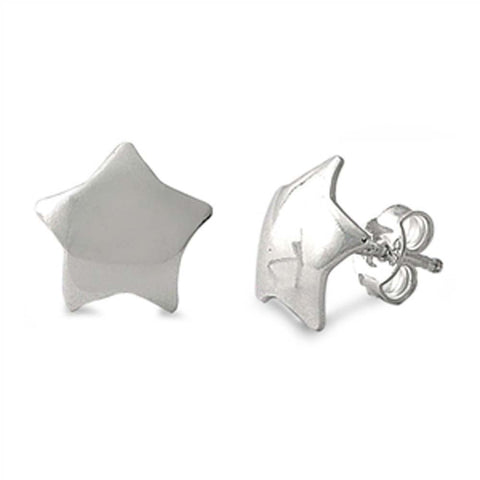 Sterling Silver Small Classy Star Stud Earrings with Friction Back PostAnd Height 5MM