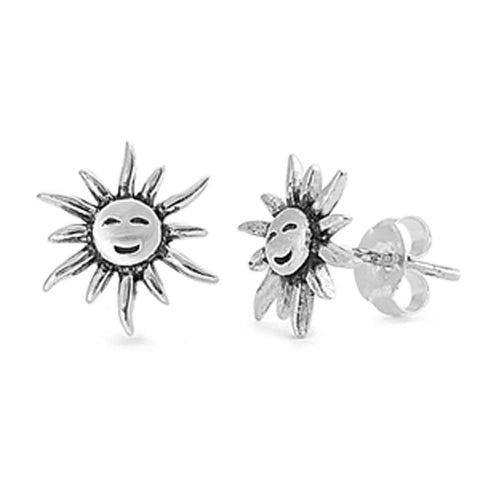 Sterling Silver Sun Small Stud Earrings
