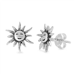 Sterling Silver Sun Small Stud Earrings