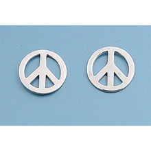 Load image into Gallery viewer, Sterling Silver Small Peace Sign Stud Earrings with Friction Back PostAnd Height 13MM