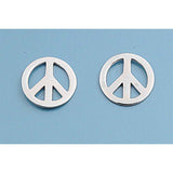 Sterling Silver Small Peace Sign Stud Earrings with Friction Back PostAnd Height 13MM