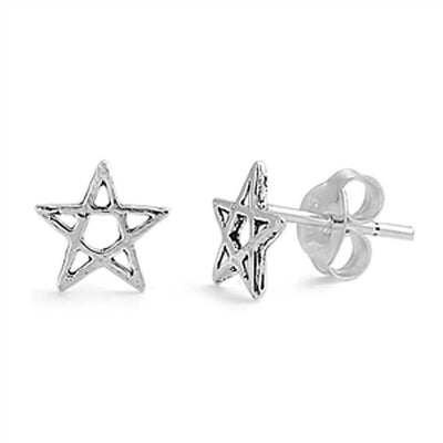 Sterling Silver Small Star Earrings with Friction Back PostAnd Height 7MM