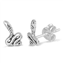 Load image into Gallery viewer, Sterling Silver Small Snake Stud Earrings with Friction Style PostAnd Height 3MM