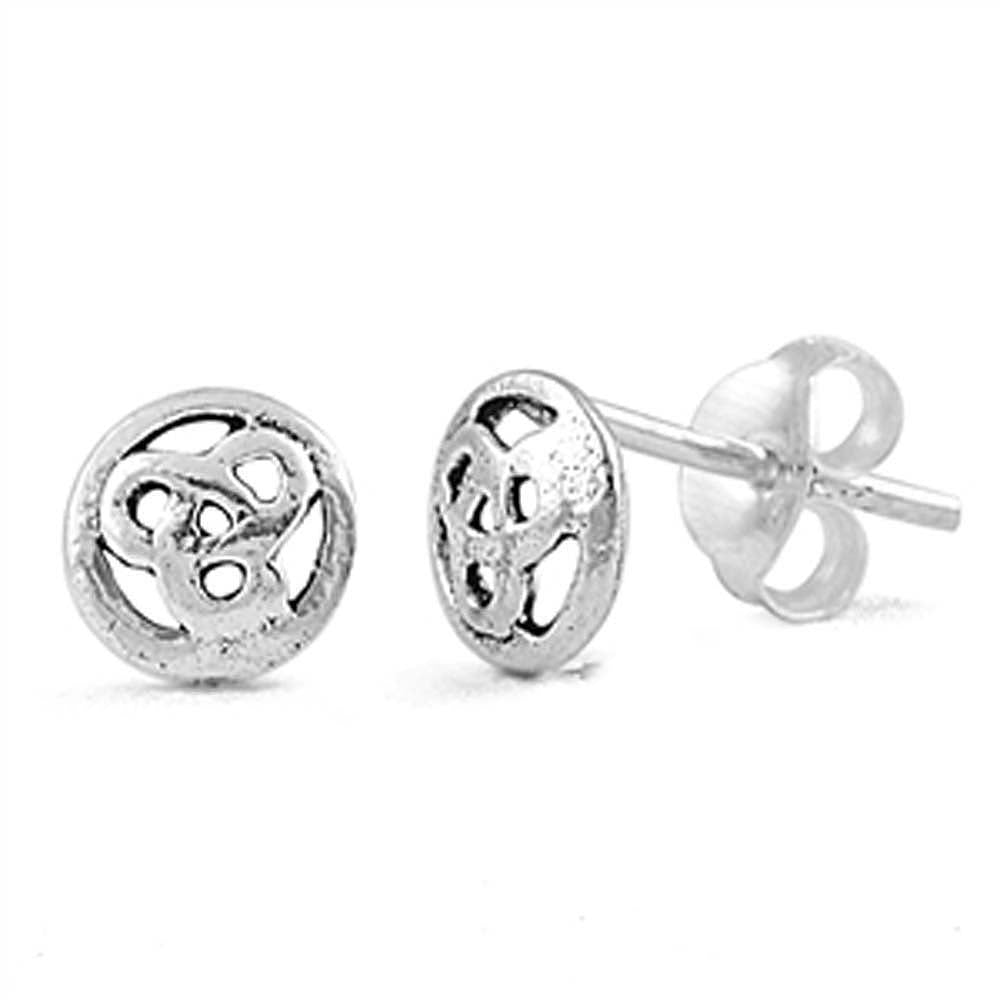Sterling Silver Small Classy Celtic Knot Stud Earrings with Fricton Style PostAnd Height 7MM