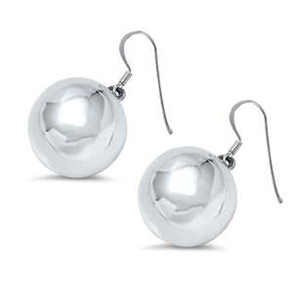 Sterling Silver Round White Pearl Shaped Plain EarringsAnd Earring Height 11mm