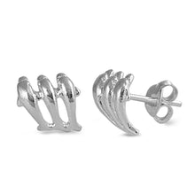 Load image into Gallery viewer, Sterling Silver Fancy Three Dolphins Stud Earring with Friction Back PostAnd Earring Height of 8MM