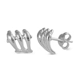 Sterling Silver Fancy Three Dolphins Stud Earring with Friction Back PostAnd Earring Height of 8MM