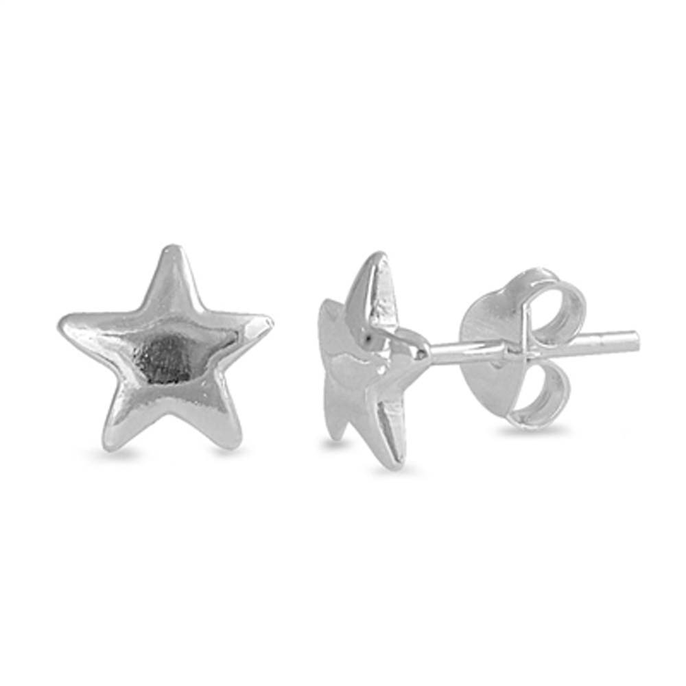 Sterling Silver Star Shaped Small Stud EarringsAnd Earring Height 8mm