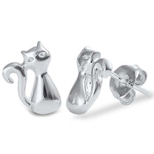 Load image into Gallery viewer, Sterling Silver Fancy Cat Stud Earring with Friction Back PostAnd Earring Heigth of 10MM