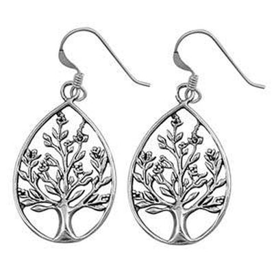 Sterling Silver Stud  Tree of Life Plain Earrings