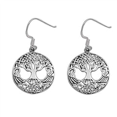 Sterling Silver Tree Of Life Shaped Plain EarringsAnd Earring Height 20 mm