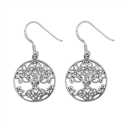 Sterling Silver Tree Of Life Shaped Plain EarringsAnd Earring Height 20 mm