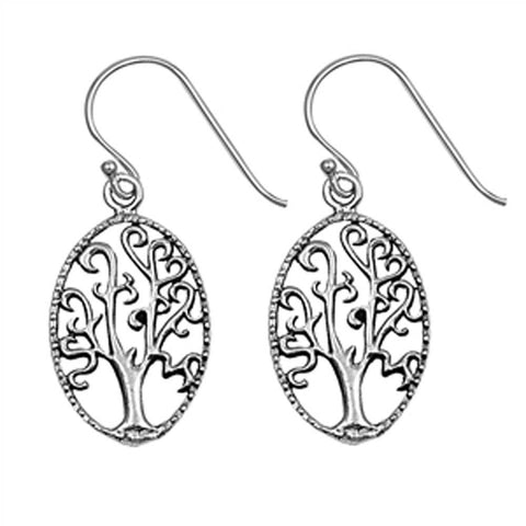 Sterling Silver Tree Of Life Shaped Plain EarringsAnd Earring Height 25 mm