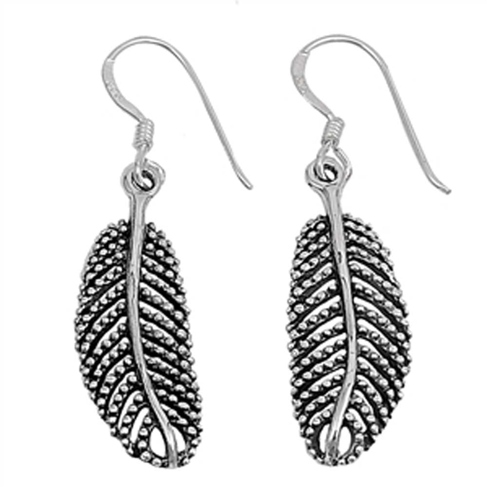 Sterling Silver Feather Shaped Plain EarringsAnd Earring Height 25 mm