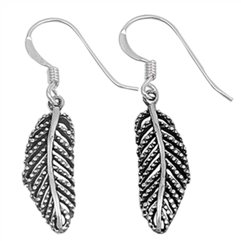 Sterling Silver Feather Shaped Plain EarringsAnd Earring Height 21 mm