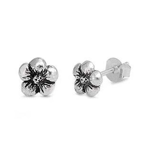 Sterling Silver Flower Shaped Small Stud EarringsAnd Earrings Height 6mm