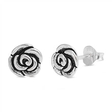 Load image into Gallery viewer, Sterling Silver Rose Shaped Small Stud EarringsAnd Earrings Height 7mm